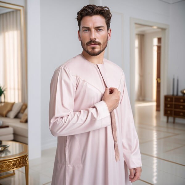 Pale Pink Silk thobe for men