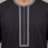 black thobe neckline closeup Black Wash and Wear Thobe For Men Omani Style