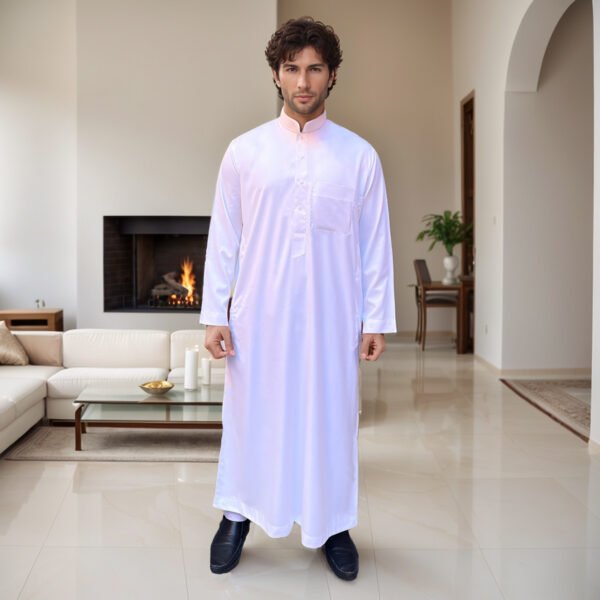 Saudi Style Mens white jubba thobe