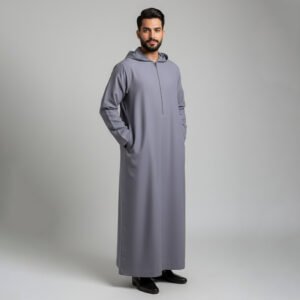 Oslo Grey mens hooded thobe