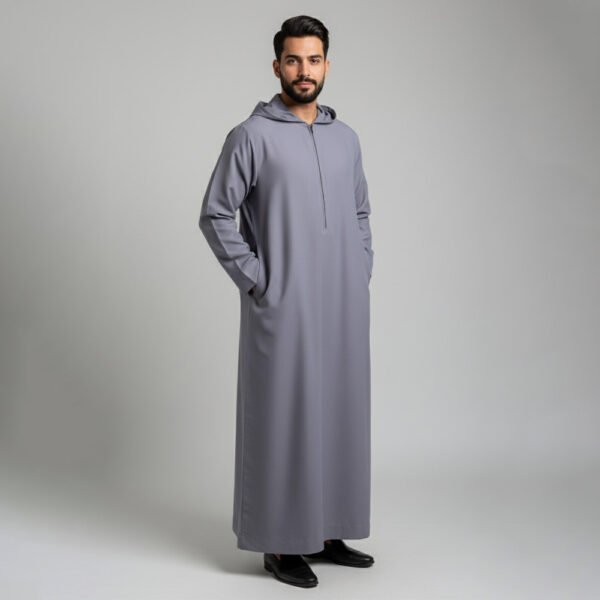 Oslo Grey mens hooded thobe