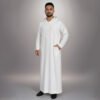 off white arabic style men's hooded thobe