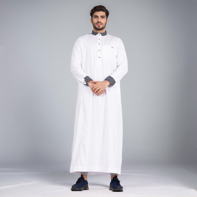 mens white color custom thobes