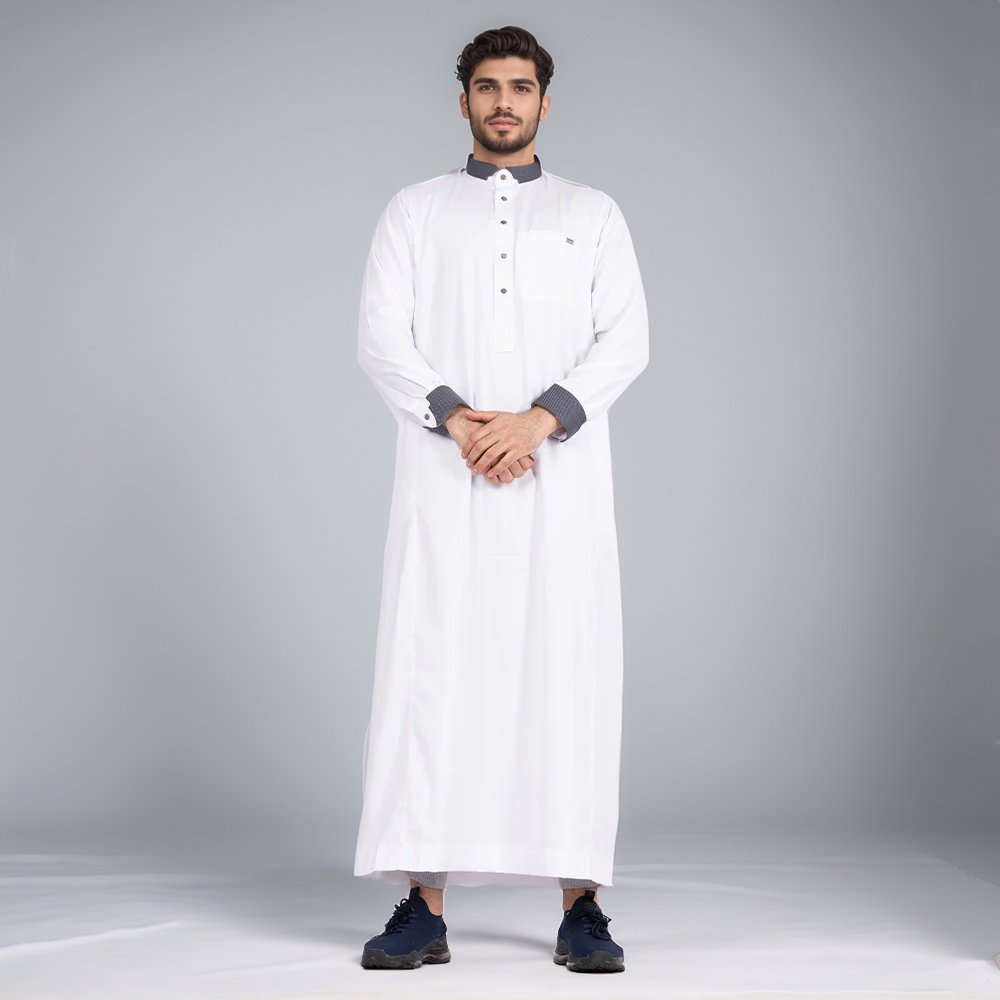 mens white color custom thobes