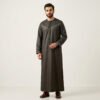Classic Emirati Style Mens Black and Gold Thobe