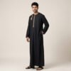 Mens Emirati Style Black & Gold Thobe