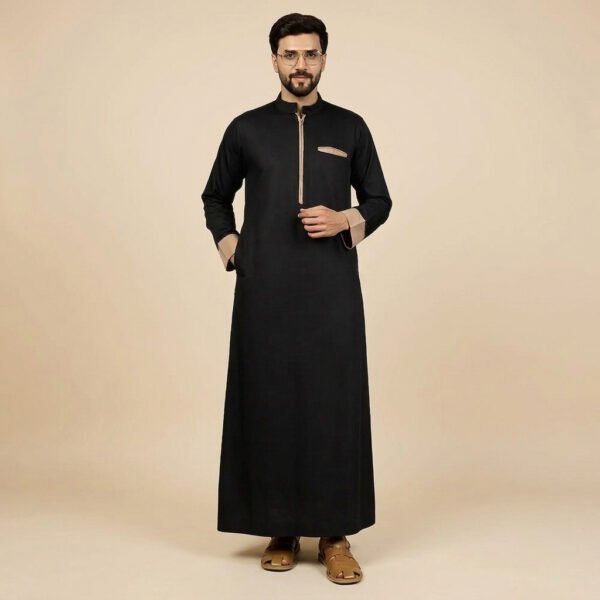 Modren Kuwaiti Style Black and Gold Thobe Modren Kuwaiti Style Black and Gold Thobe