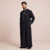 Saudi Style Men's Black and Gold Thobe