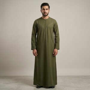 Classic Emirati Olive Green Thobe