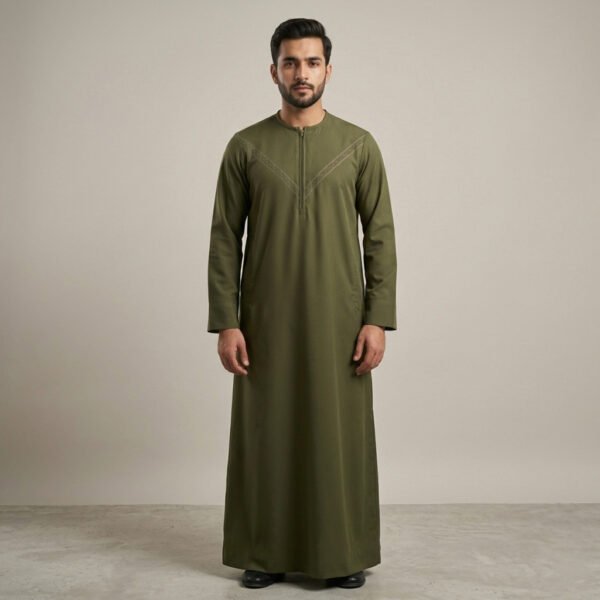 Classic Emirati Olive Green Thobe