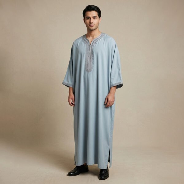 Classic Mens Light Blue Moroccan Thobe