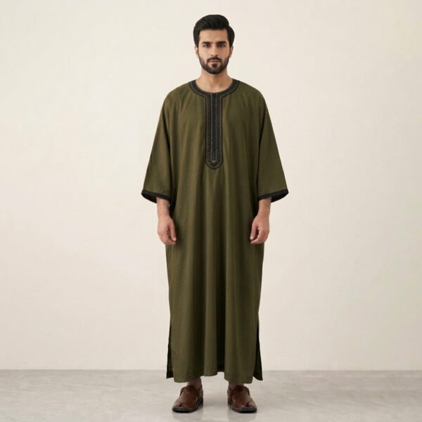 Classic Moroccan Olive Green Thobe