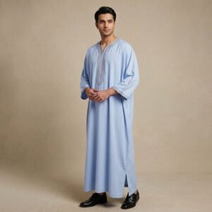 Designer Men's Light Blue Moroccan Thobe