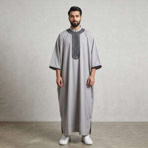 Elegant Grey Moroccan Thobe