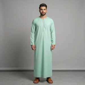Embroided Omani Mint Green Thobe