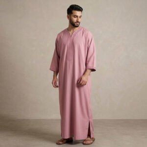 Embroidered Dusty Pink Moroccan Thobe