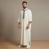 Embroidered Off-White Moroccan Thobe Embroidered Off-White Moroccan Thobe