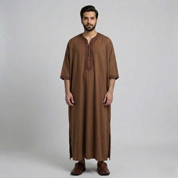 Loose Fit Brown Moroccan Thobe Loose Fit Brown Moroccan Thobe