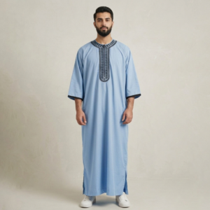 Mens Classic Light Blue Moroccan Thobe
