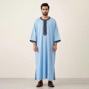 Mens Designer Light Blue Moroccan Thobe