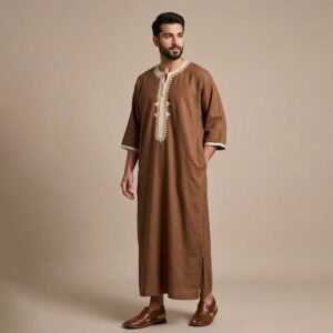 Modern Brown Moroccan Thobe