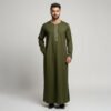 Omani Embroidered Olive Green Thobe