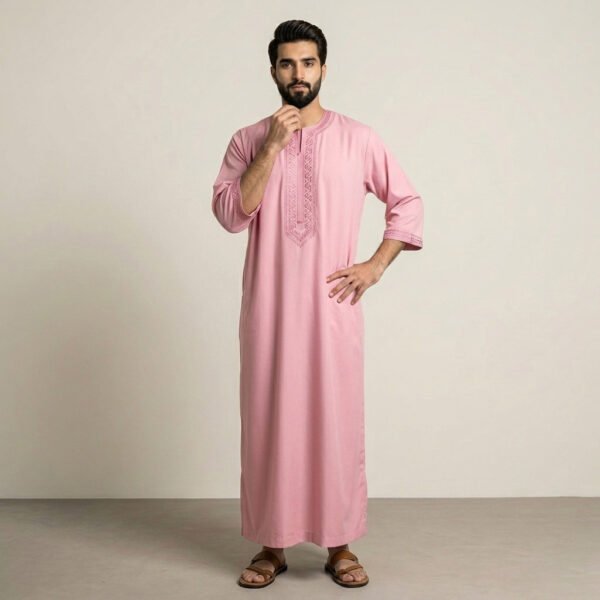 Premium Pastel Pink Moroccan Thobe