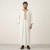 Traditional Embroidered White and Gold Moroccan Thobe Traditional Embroidered White and Gold Moroccan Thobe