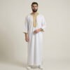 Traditional White and Gold Moroccan Thobe