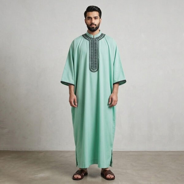 Traditional moroccan mint green thobe
