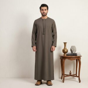 Authentic Emirati Style earthy taupe Mens Thobe