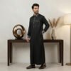 Black Designer Silk Thobe for Men