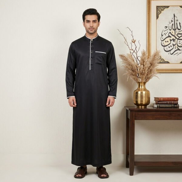Modern Saudi Designer Silk Thobe for Men Modern Saudi Designer Silk Thobe for Men