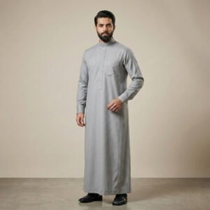 Premium Textured Light Grey jubba plus size uk