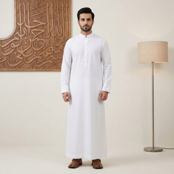 Traditional Saudi Style White Mens Thobe Traditional Saudi Style White Mens Thobe