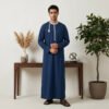 Rich Royal Blue Omani Style Thobe for Men