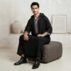 Black Moroccon Thobe With Hood (2)
