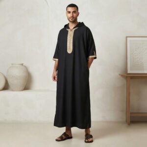 Designer Black Moroccan Hooded Jubba Designer Black Moroccan Hooded Jubba