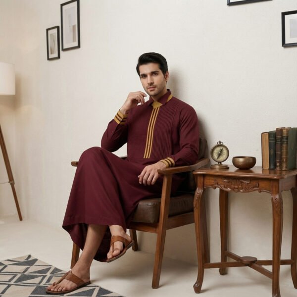 Designer Maroon Men's Thobes