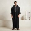 Elegant Black Moroccan Hooded Thobe Elegant Black Moroccan Hooded Thobe
