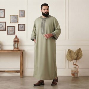 Embroidered Brown Grey Men 6xl thobes uk