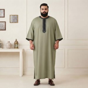Embroidered Olive Green Moroccan 5xl Men’s Thobe