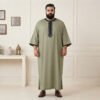 Embroidered Olive Green Moroccan 6xl Men’s Thobe Embroidered Olive Green Moroccan 6xl Men’s Thobe