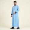 Ice Blue Men's Thobe with Navy Contrast