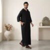 Luxury Black Moroccan hooded Thobe (2) Luxury Black Moroccan Hooded Thobe