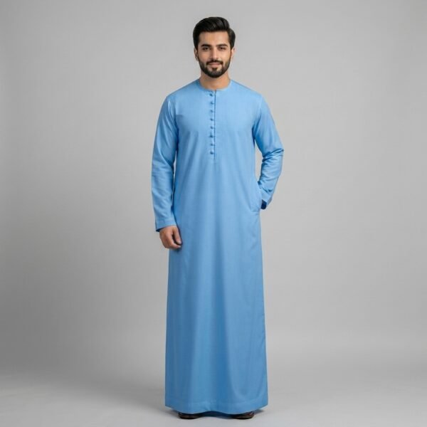 Minimalist ice Blue Men’s Thobe