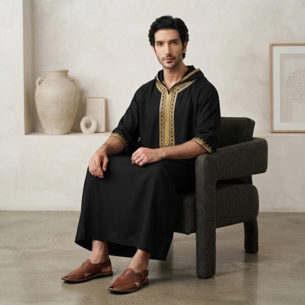 Moroccan Hooded Thobe For Men (2) Moroccan Hooded Thobe For Men (2)