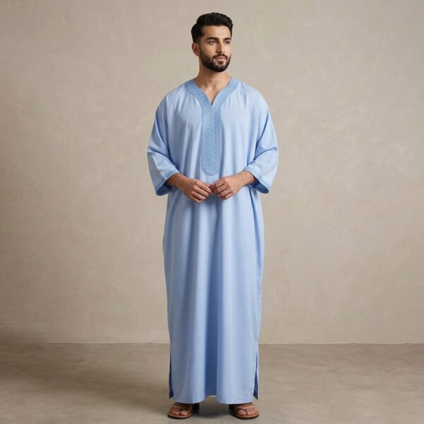 Primium Ice Blue Men's Moroccan Thobe