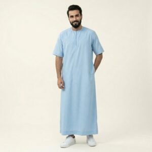 Short-Sleeve Ice Blue Men's Thobe