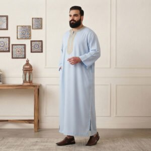 Traditional Light Blue Moroccan 5xl Thobe